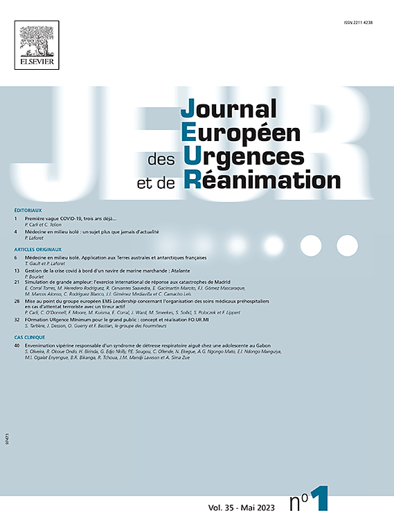 Go to journal home page - Journal Européen des Urgences et de Réanimation